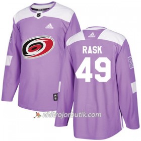 Män Ishockey Carolina Hurricanes Tröja Victor Rask 49 Adidas 2017-2018 Lila Fights Cancer Practice Authentic